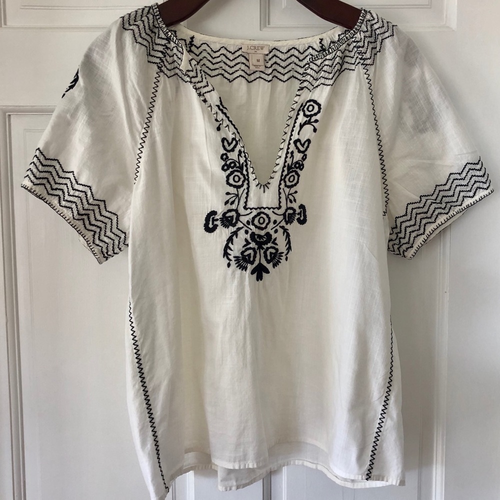 J. Crew | Floral Embroidered Blouse